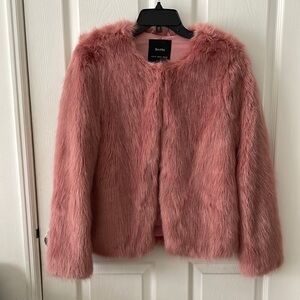 Bershka Pink Faux Fur Jacket